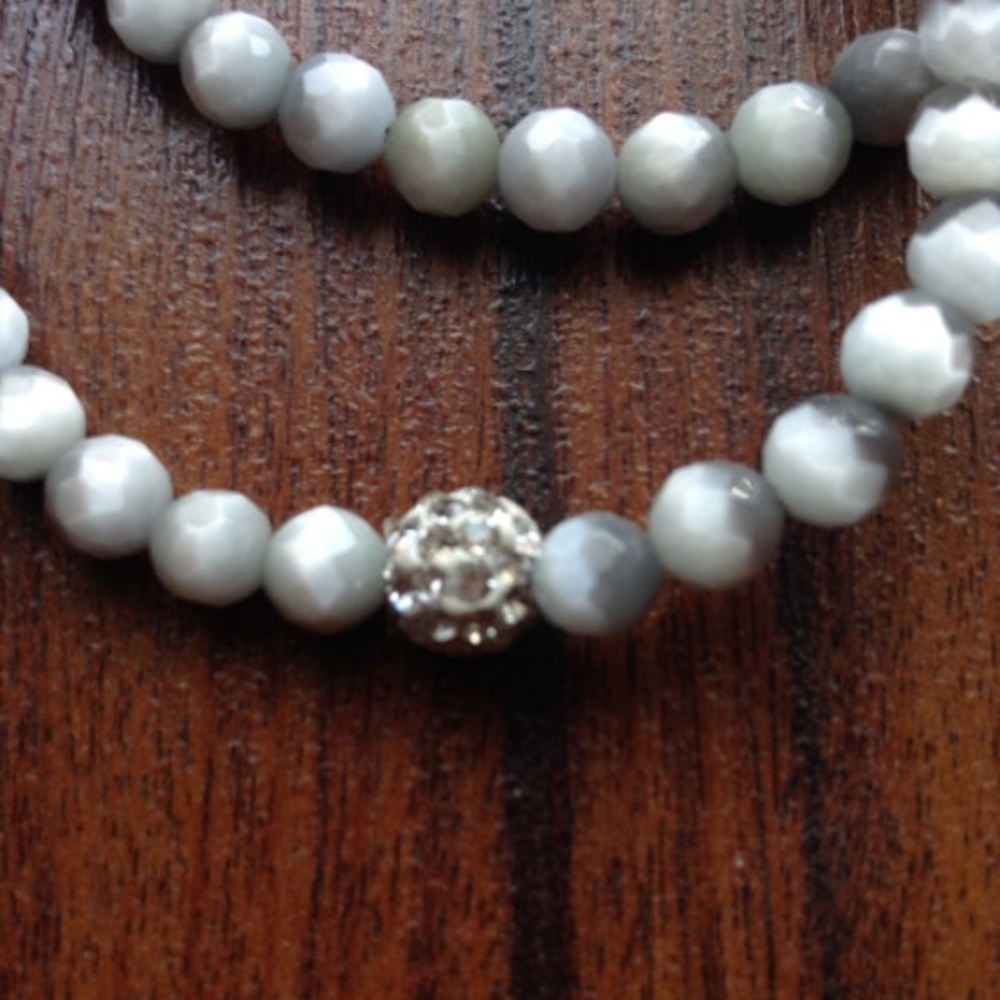 Grey Bracelet Duo with Pavé Crystal Bead
